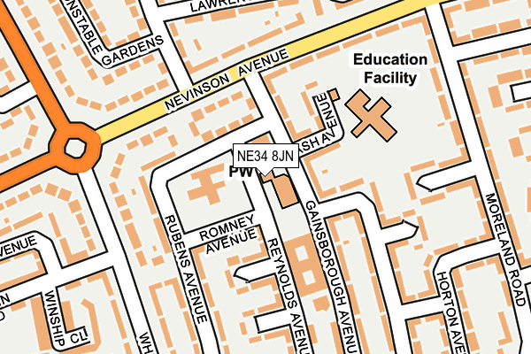 NE34 8JN map - OS OpenMap – Local (Ordnance Survey)