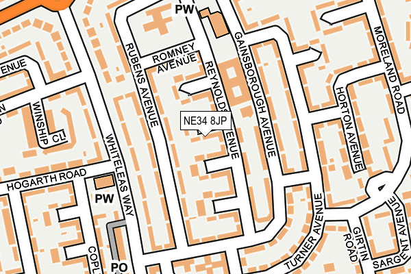 NE34 8JP map - OS OpenMap – Local (Ordnance Survey)