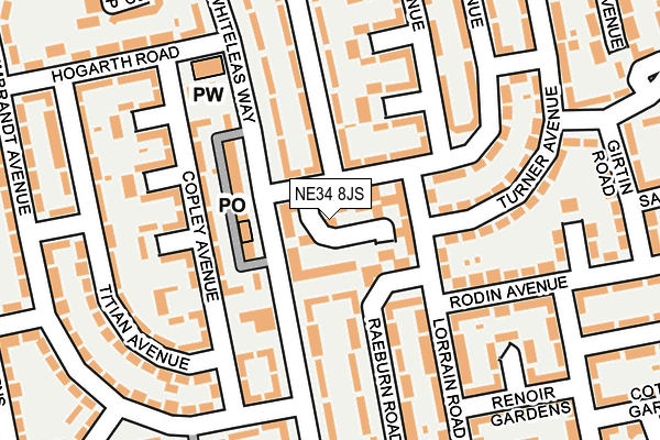 NE34 8JS map - OS OpenMap – Local (Ordnance Survey)