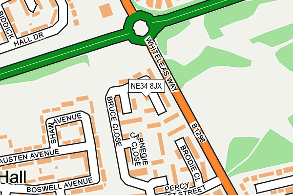 NE34 8JX map - OS OpenMap – Local (Ordnance Survey)