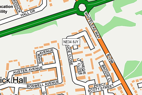NE34 8JY map - OS OpenMap – Local (Ordnance Survey)