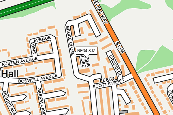 NE34 8JZ map - OS OpenMap – Local (Ordnance Survey)