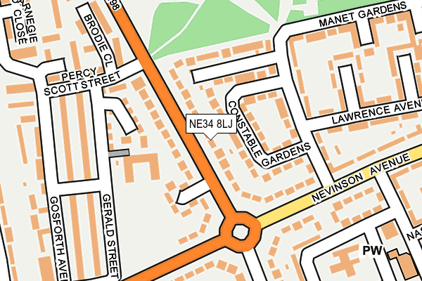 NE34 8LJ map - OS OpenMap – Local (Ordnance Survey)