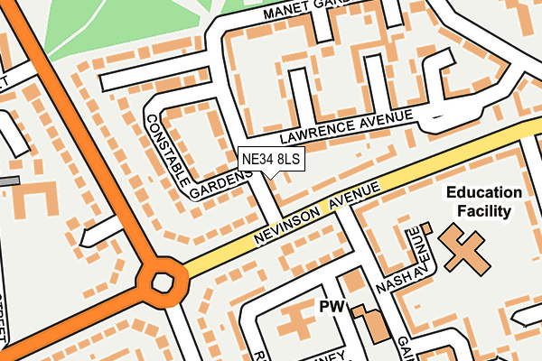 NE34 8LS map - OS OpenMap – Local (Ordnance Survey)