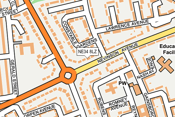 NE34 8LZ map - OS OpenMap – Local (Ordnance Survey)