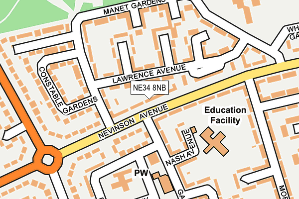 NE34 8NB map - OS OpenMap – Local (Ordnance Survey)