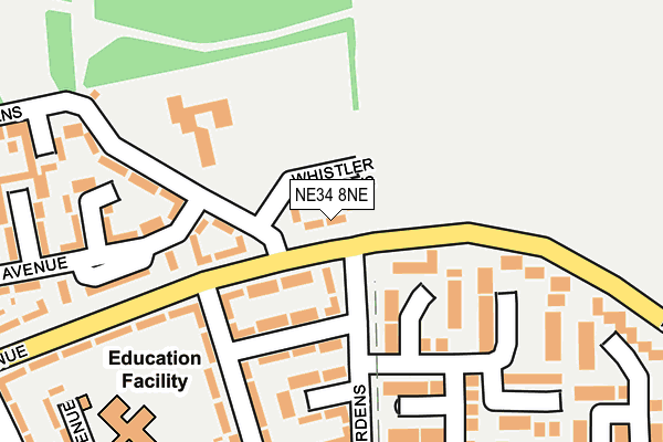 NE34 8NE map - OS OpenMap – Local (Ordnance Survey)