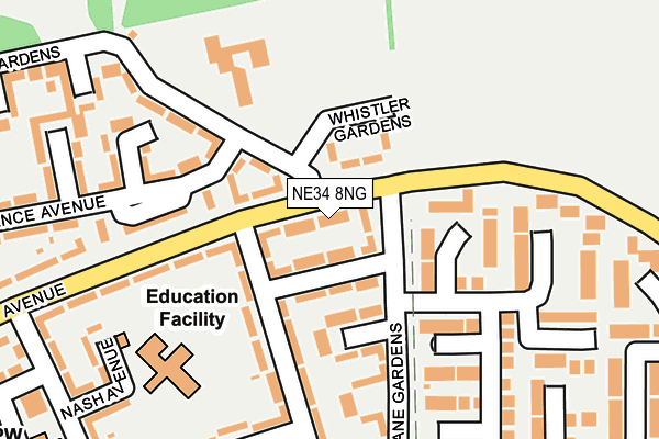 NE34 8NG map - OS OpenMap – Local (Ordnance Survey)