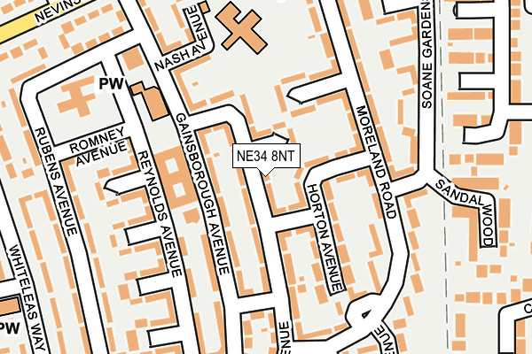 NE34 8NT map - OS OpenMap – Local (Ordnance Survey)