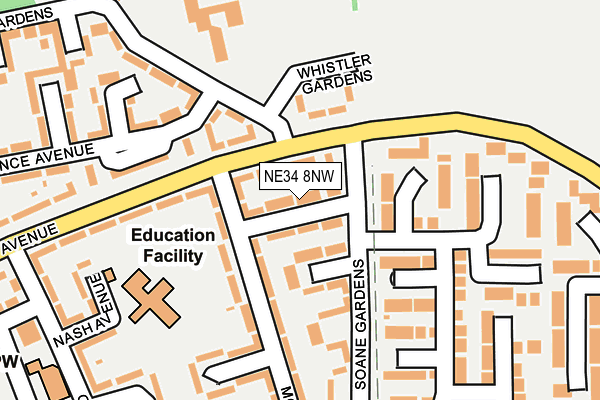 NE34 8NW map - OS OpenMap – Local (Ordnance Survey)