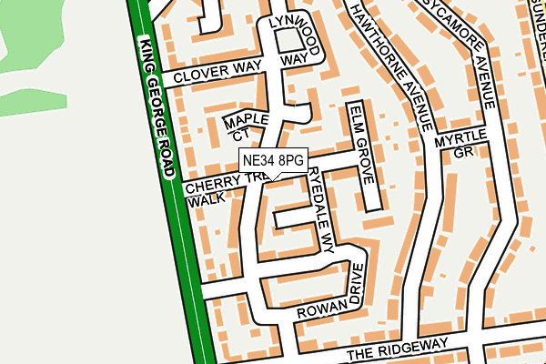 NE34 8PG map - OS OpenMap – Local (Ordnance Survey)