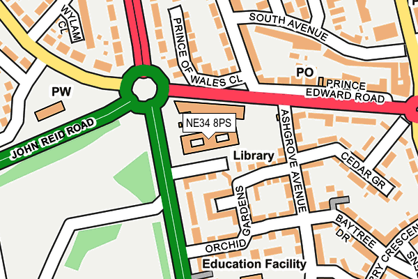 NE34 8PS map - OS OpenMap – Local (Ordnance Survey)