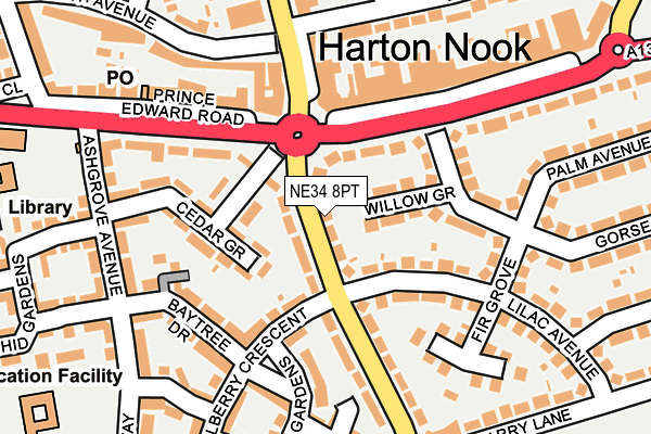 NE34 8PT map - OS OpenMap – Local (Ordnance Survey)