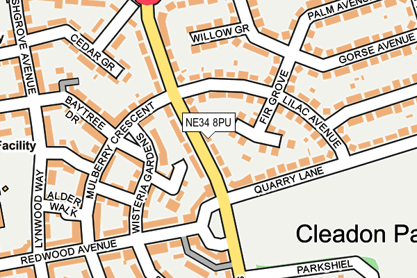 NE34 8PU map - OS OpenMap – Local (Ordnance Survey)