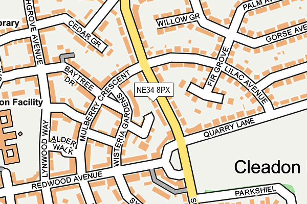 NE34 8PX map - OS OpenMap – Local (Ordnance Survey)