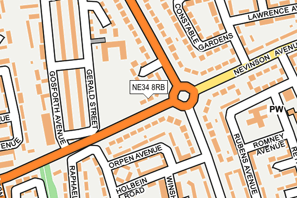 NE34 8RB map - OS OpenMap – Local (Ordnance Survey)
