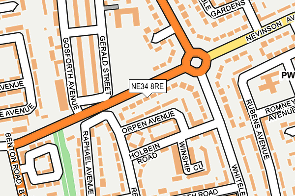 NE34 8RE map - OS OpenMap – Local (Ordnance Survey)