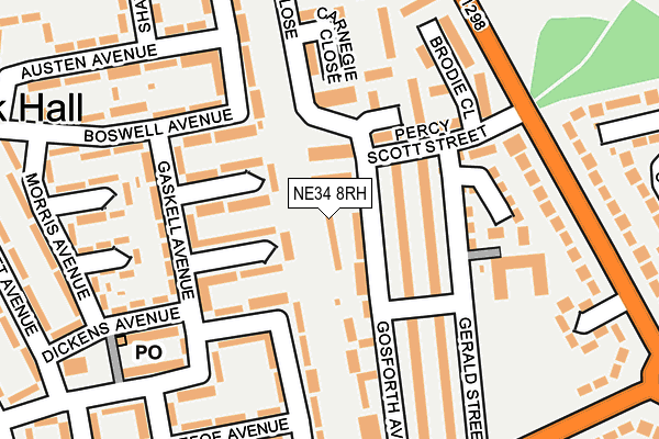 NE34 8RH map - OS OpenMap – Local (Ordnance Survey)