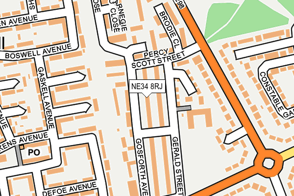 NE34 8RJ map - OS OpenMap – Local (Ordnance Survey)