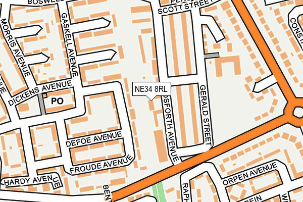 NE34 8RL map - OS OpenMap – Local (Ordnance Survey)