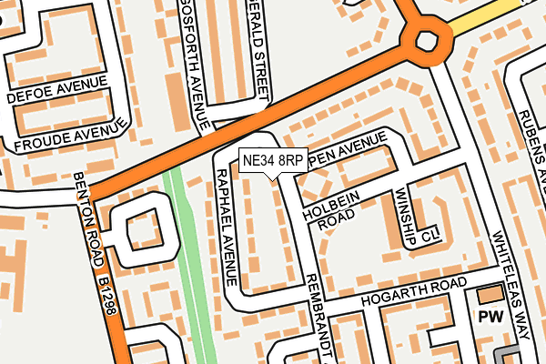 NE34 8RP map - OS OpenMap – Local (Ordnance Survey)