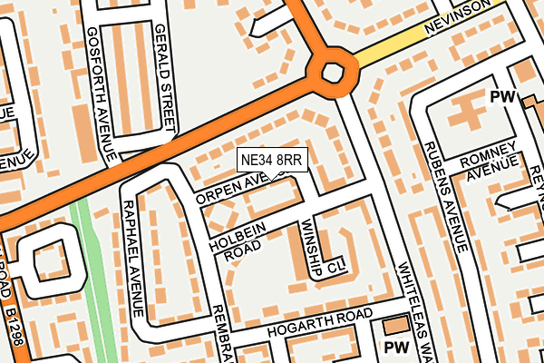 NE34 8RR map - OS OpenMap – Local (Ordnance Survey)