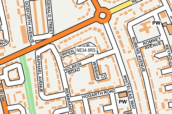 NE34 8RS map - OS OpenMap – Local (Ordnance Survey)