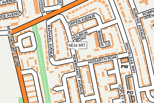 NE34 8RT map - OS OpenMap – Local (Ordnance Survey)