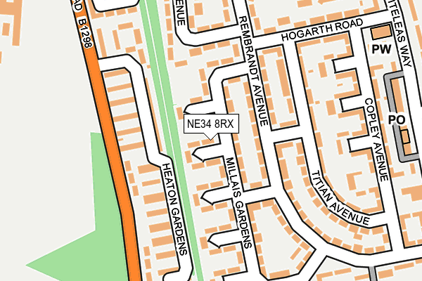 NE34 8RX map - OS OpenMap – Local (Ordnance Survey)