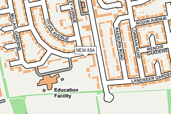 NE34 8SA map - OS OpenMap – Local (Ordnance Survey)