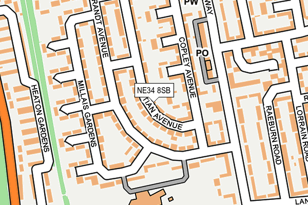 NE34 8SB map - OS OpenMap – Local (Ordnance Survey)