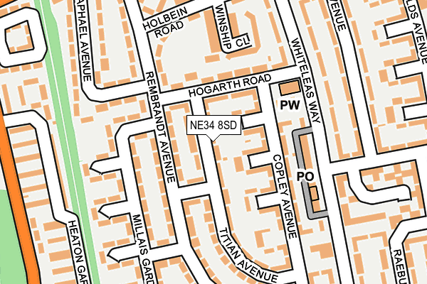 NE34 8SD map - OS OpenMap – Local (Ordnance Survey)