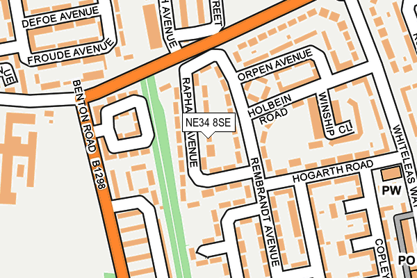 NE34 8SE map - OS OpenMap – Local (Ordnance Survey)