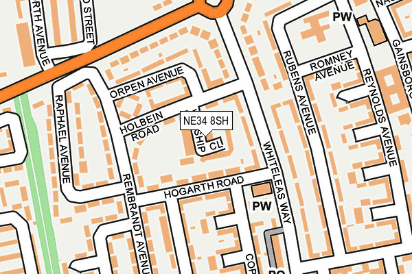 NE34 8SH map - OS OpenMap – Local (Ordnance Survey)