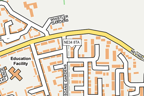 NE34 8TA map - OS OpenMap – Local (Ordnance Survey)
