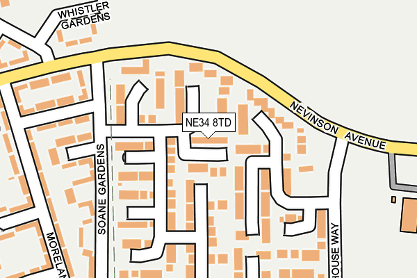 NE34 8TD map - OS OpenMap – Local (Ordnance Survey)