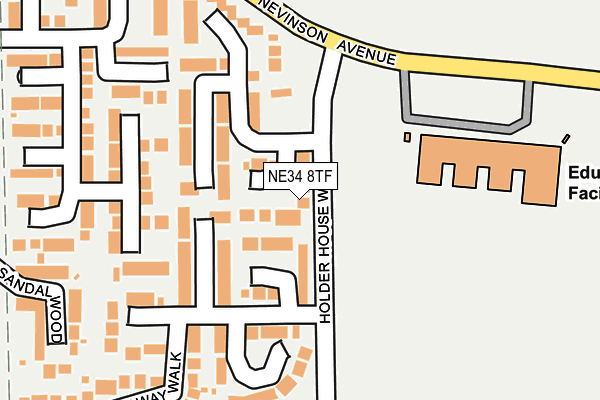 NE34 8TF map - OS OpenMap – Local (Ordnance Survey)