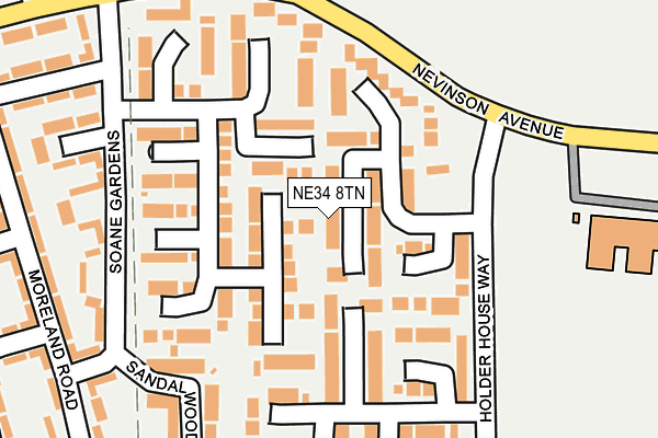 NE34 8TN map - OS OpenMap – Local (Ordnance Survey)