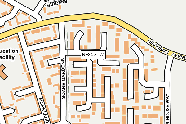 NE34 8TW map - OS OpenMap – Local (Ordnance Survey)