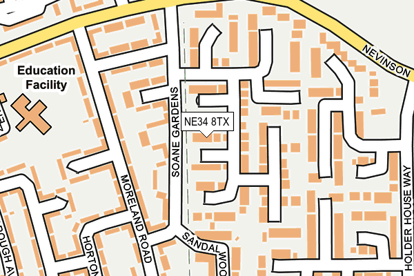 NE34 8TX map - OS OpenMap – Local (Ordnance Survey)
