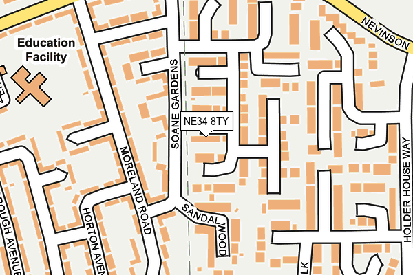 NE34 8TY map - OS OpenMap – Local (Ordnance Survey)