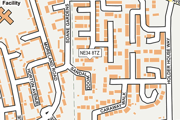 NE34 8TZ map - OS OpenMap – Local (Ordnance Survey)