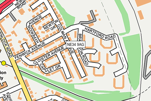 NE34 9AG map - OS OpenMap – Local (Ordnance Survey)