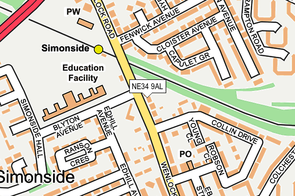 NE34 9AL map - OS OpenMap – Local (Ordnance Survey)