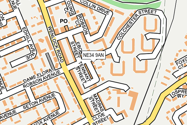 NE34 9AN map - OS OpenMap – Local (Ordnance Survey)