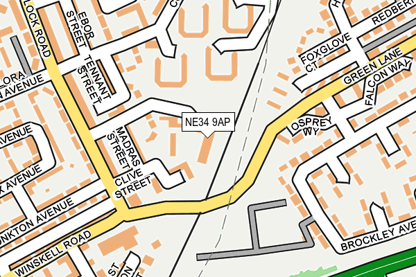NE34 9AP map - OS OpenMap – Local (Ordnance Survey)