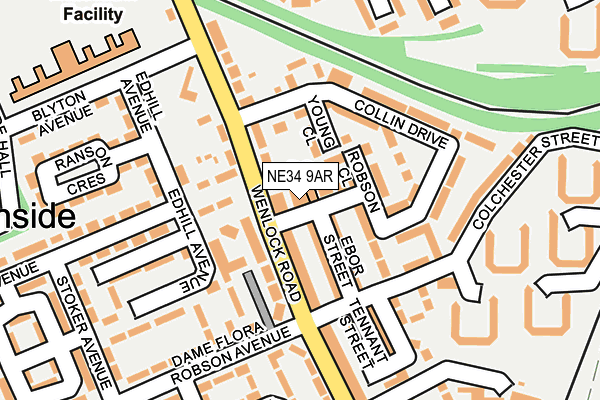 NE34 9AR map - OS OpenMap – Local (Ordnance Survey)