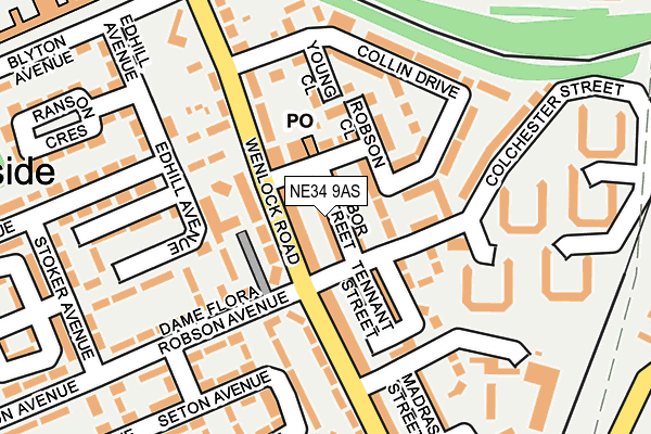 NE34 9AS map - OS OpenMap – Local (Ordnance Survey)