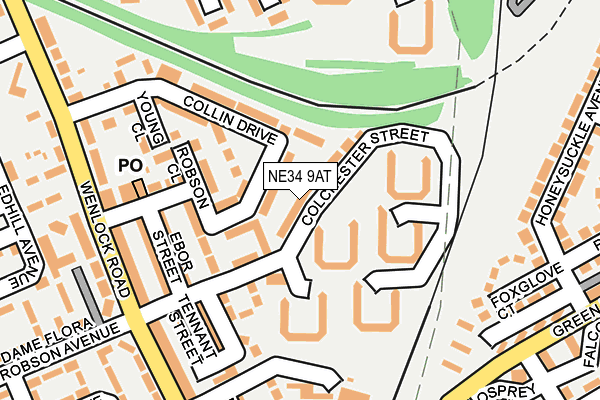 NE34 9AT map - OS OpenMap – Local (Ordnance Survey)