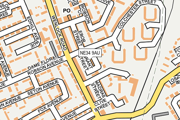 NE34 9AU map - OS OpenMap – Local (Ordnance Survey)